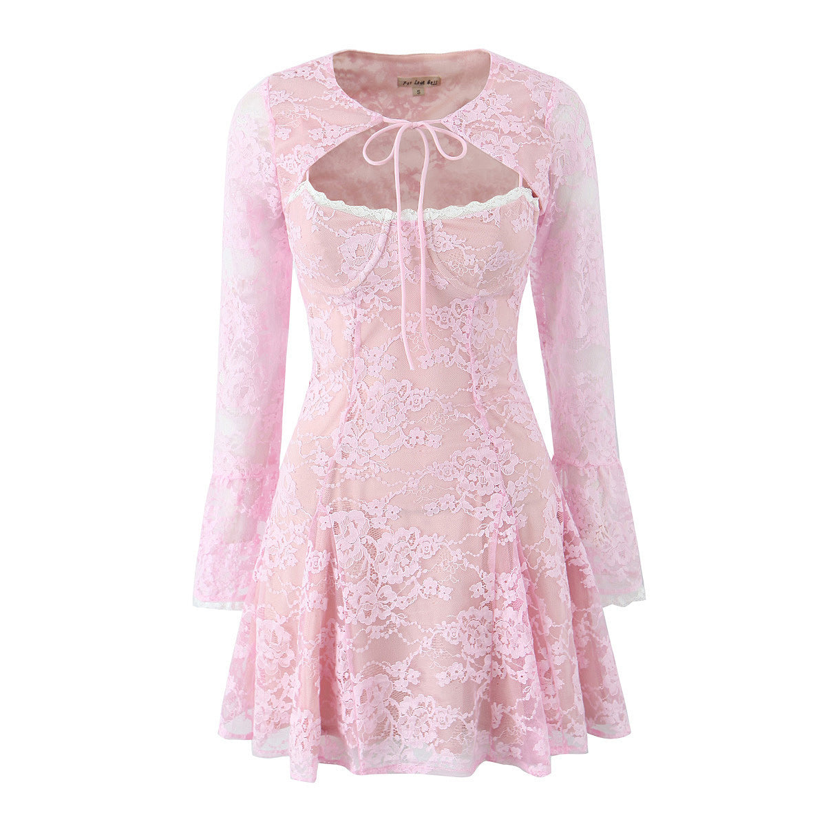 Two-Piece Lace Blouse Suspender Gown Set